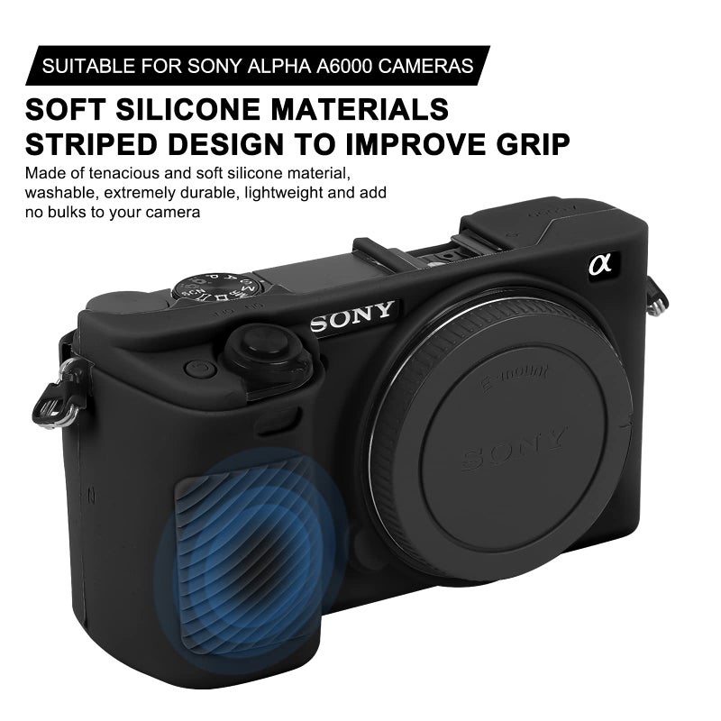 Easy Hood Case for Sony Alpha A6000 ILCE-6000 Digital Camera, Anti-Scratch Soft Silicone Housing Protective Cover Protector Skin (Black) - Image 2